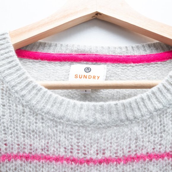 Sundry Rainbow Crewneck Pullover Sweater - Picture 3 of 6